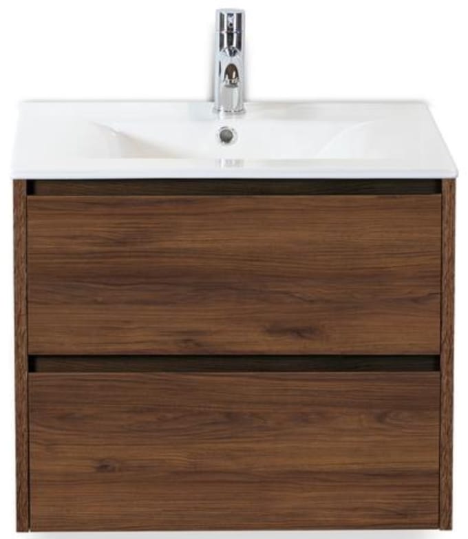 Dante Badmeubelset 60 cm - Walnoot - Keramische Wastafel Wit Enjoy
