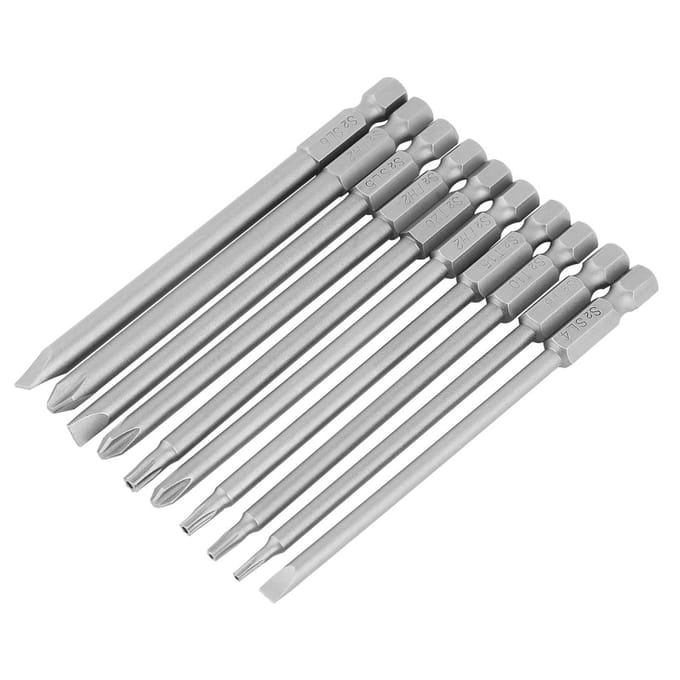 10 stuks 100 mm 14  zeskant schacht magnetische BST schroevendraaier bitset (Gleuf+Kruis Beveiligingsster )