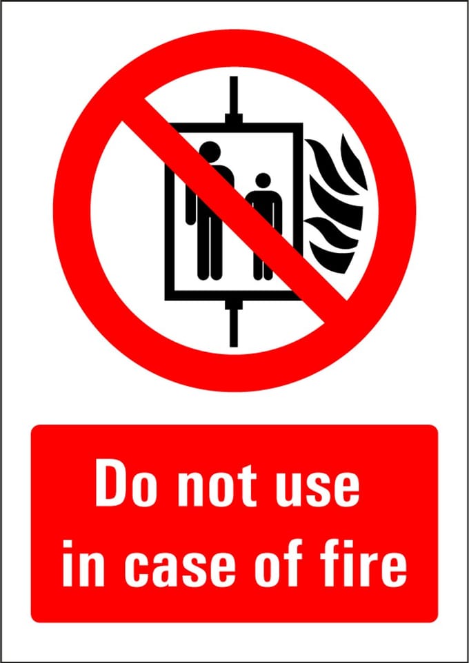 Do not use in case of fire bord - kunststof 148 x 210 mm