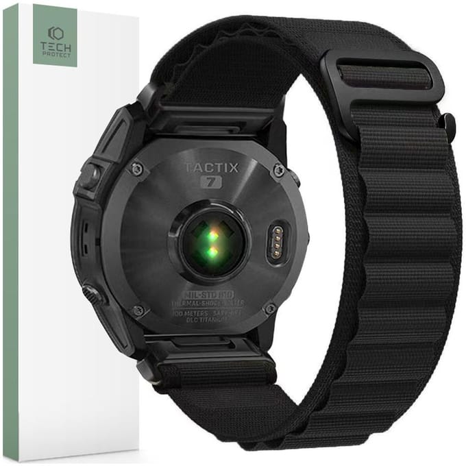 Tech-Protect Nylon Pro Strap for Garmin Fenix 3 / 5X / 3HR / 5X Plus / 6X / 6X Pro / 7X - Black