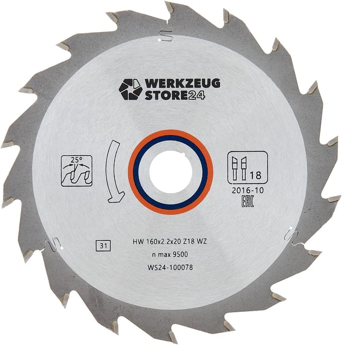 WS24 HM Zaagblad Hout 160 x 2,2 x 20 WZ 18 - WS24-100078