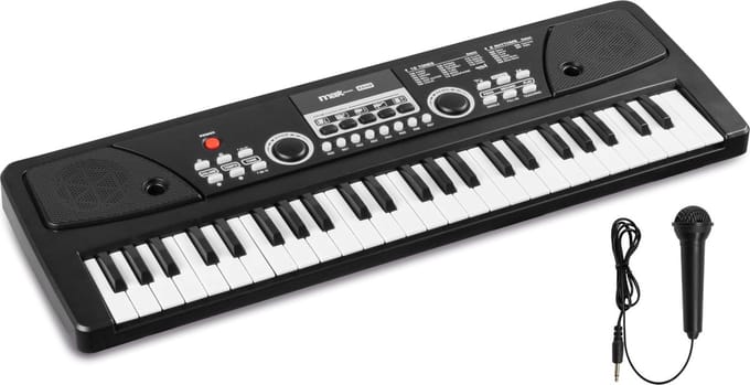 Speelgoed piano kinderen - MAX KD49 kinder piano met 49 toetsen - Ingebouwde ritmes en microfoon - Zwart
