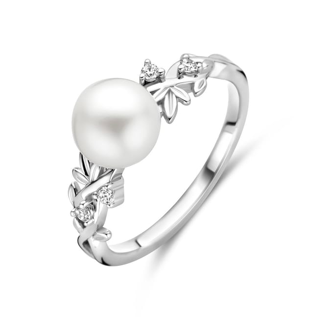 Gerhodineerd Zilver Ring Parel En Met Zirkonia 1339776