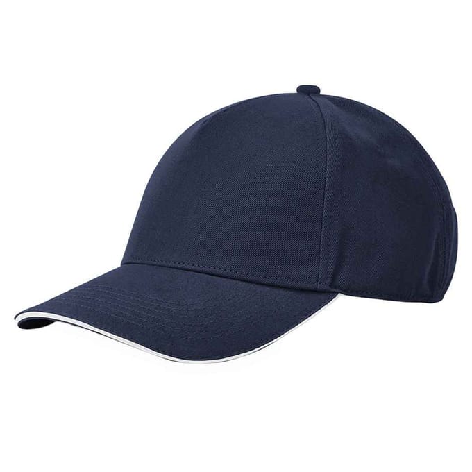 Beechfield EarthAware Klassieke Organic Cotton 5 Panel Baseball Cap (Franse marine / Wit)