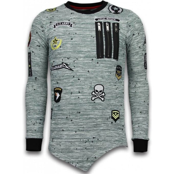 Longfit Asymmetric Embroidery - Sweater Patches - US Army - Groen