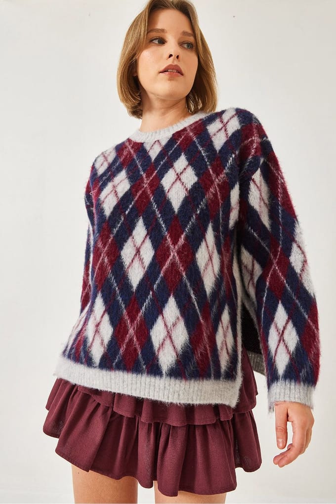 Ronde Hals Sneak Knit Trui in Baklava Patroon