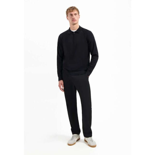 No Excess Pullover Polo Half Zip Solid Black Size: S | Sweaters Outlet | Heren | Zwart