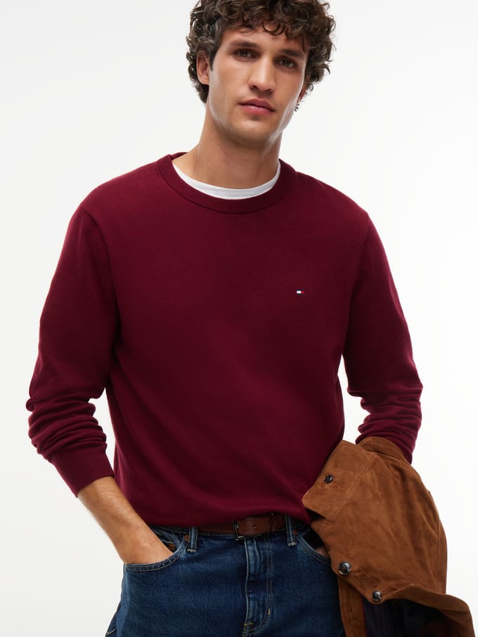 Tommy Hilfiger Tommy Hilfiger Pullover Pima Org Cotton/Cashmere Crew Neck Burgundy  M