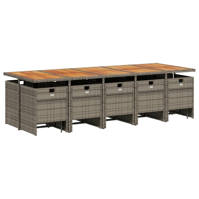 vidaXL - 15-delige - tuinset - met - kussens, - grijs - polyrotan