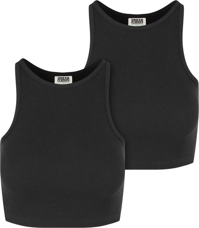 Urban Classics - Organic Rib Crop top - 5XL - Zwart/Zwart