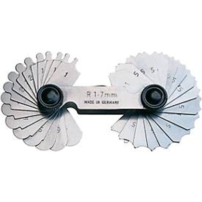 Radiusmeter 17 bladen radius 1 - 7 mm