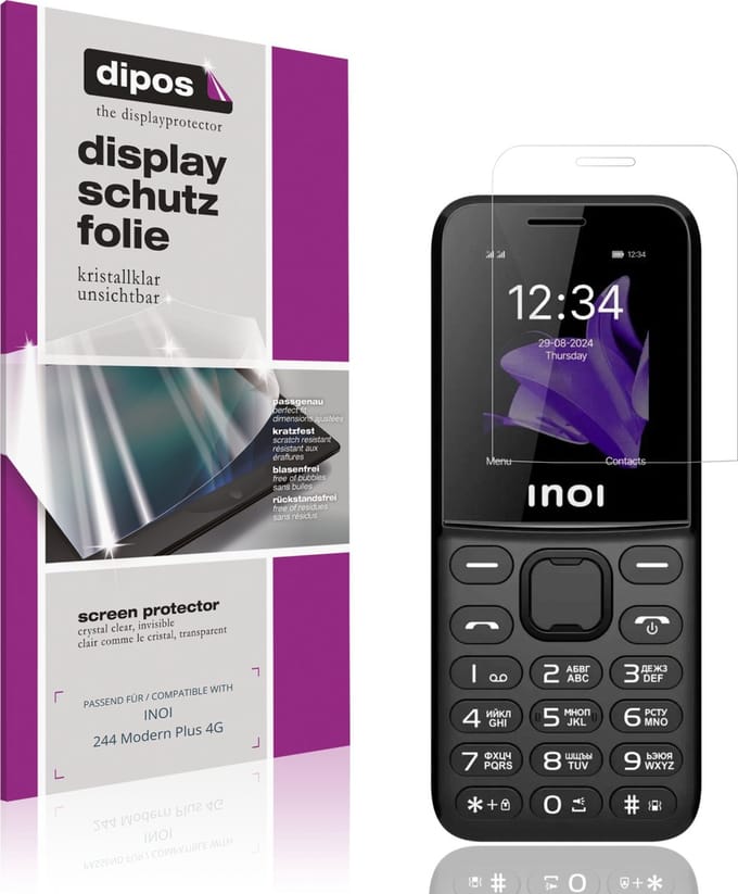 dipos – 4x Beschermfolie geschikt voor INOI 244 Modern Plus 4G | Krasbestendige & heldere Screenprotector Ultra-Thin