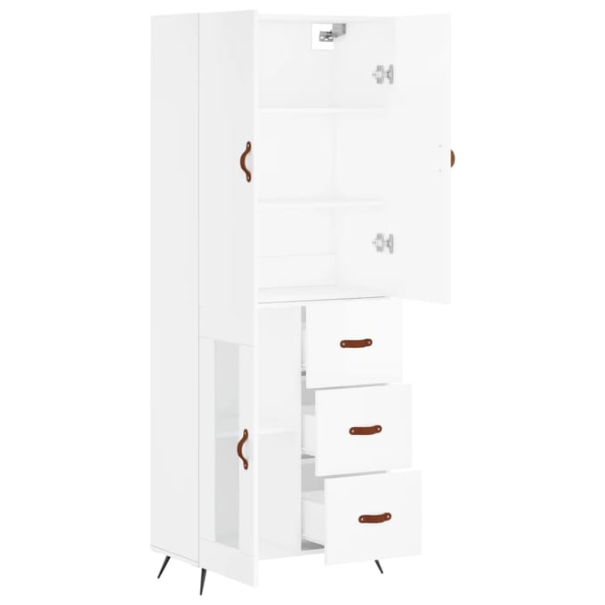 vidaXL - Hoge - kast - 69,5x34x180 - cm - bewerkt - hout - wit