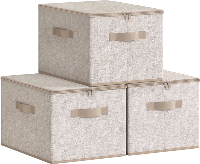 SONGMICS - Opbergbox - Opbergdoos - Met Handgrepen - Set van 3 - Voor Kleding en Accessoires