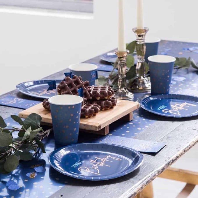 Folat - Tafelloper Elegant True Blue - 240x40cm
