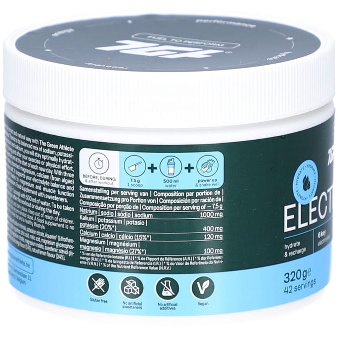 The Green Athlete Electrolytes Orange Lemon 320 Poeder