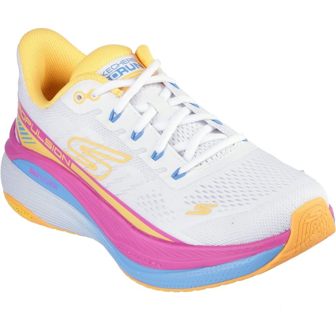 Skechers Performance Max Cushioning Propulsion Textiele Damessneakers Wit/Oranje