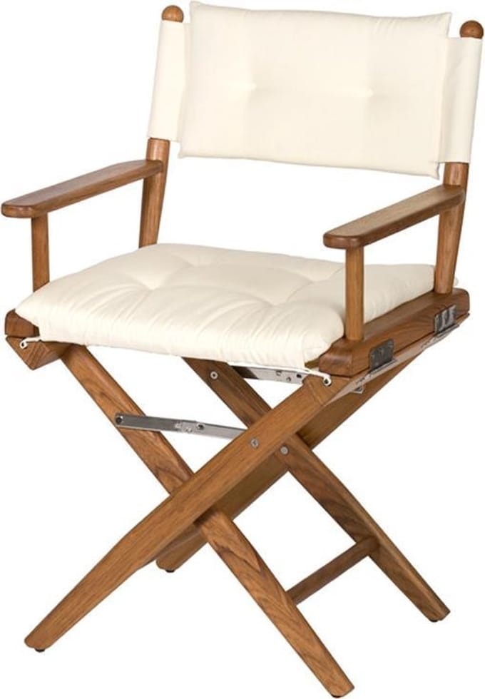 Regisseursstoel Teak DeLuxe met Crème kussenset (Geolied)