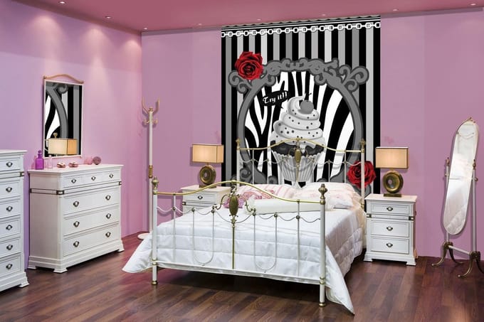 Cupcake Stripes Grey Photo Wallcovering