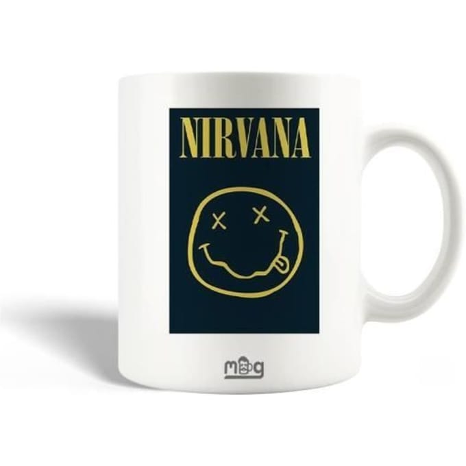 Mug en Céramique Nirvana Groupe de pop Logo Jaune Fond Noir