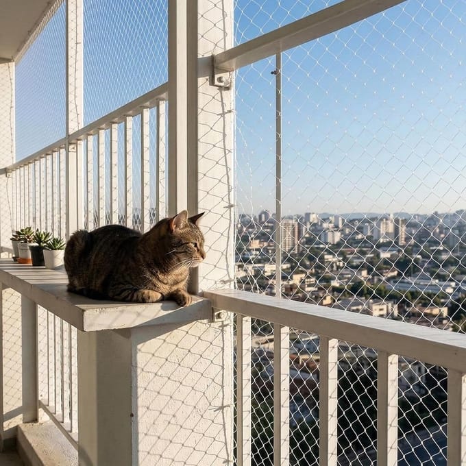 Kattennet Balkon - Veiligheidsnet - Kattenbescherming - Onzichtbare Bescherming - 2.5 x 10 meter - Wit