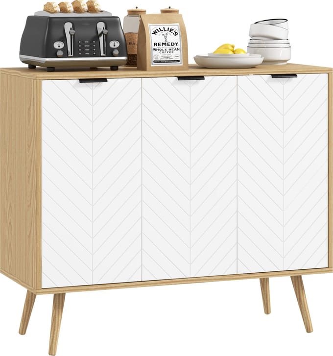 HOMCOM Dressoir - Spaanplaat - 91,5x35x77,4cm - Natuurlijk hout