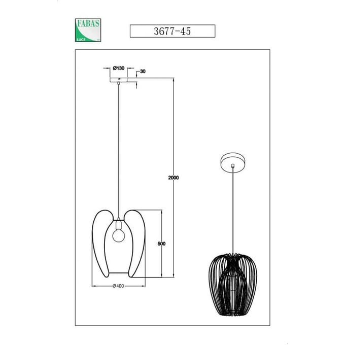 Fabas Luce Hanglamp Camp, Ø 40 cm, goud, draadmand