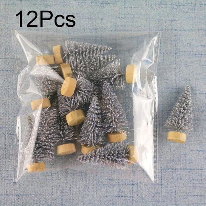 12 Stuks Kunstmatige Mini Kerstboom Ornament Kleine Den Sisal Sneeuw Nep Planten Kerstboom Tafelblad Nieuwjaar Navidad Decoratie Cadeaus