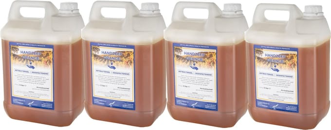 handzeep Orange 5 liter - set van 4 stuks - navulling - Voordeelverpakking