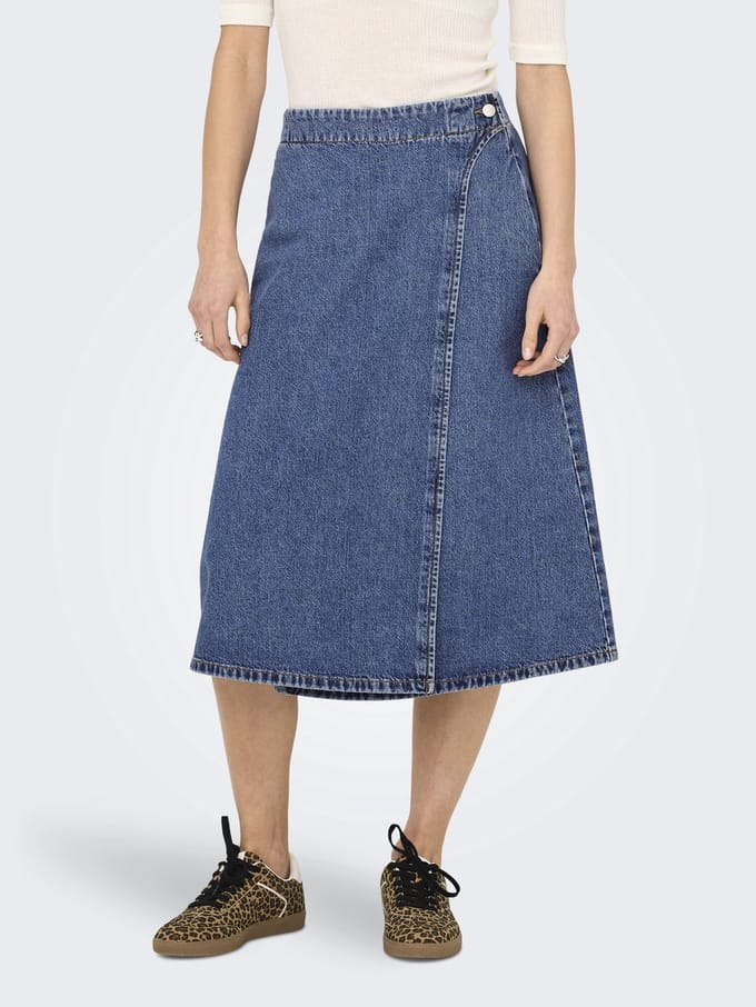 ONLY - ONLTHEA WRAP MIDI SKIRT DNM CS DOT - Dames - Rokken