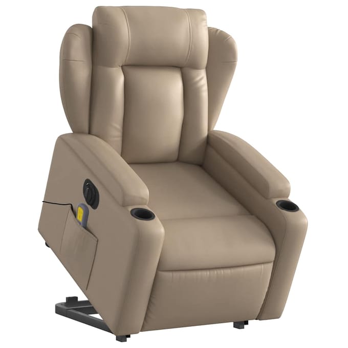vidaXL - Sta-op-massagestoel - elektrisch - kunstleer - cappuccinokleurig