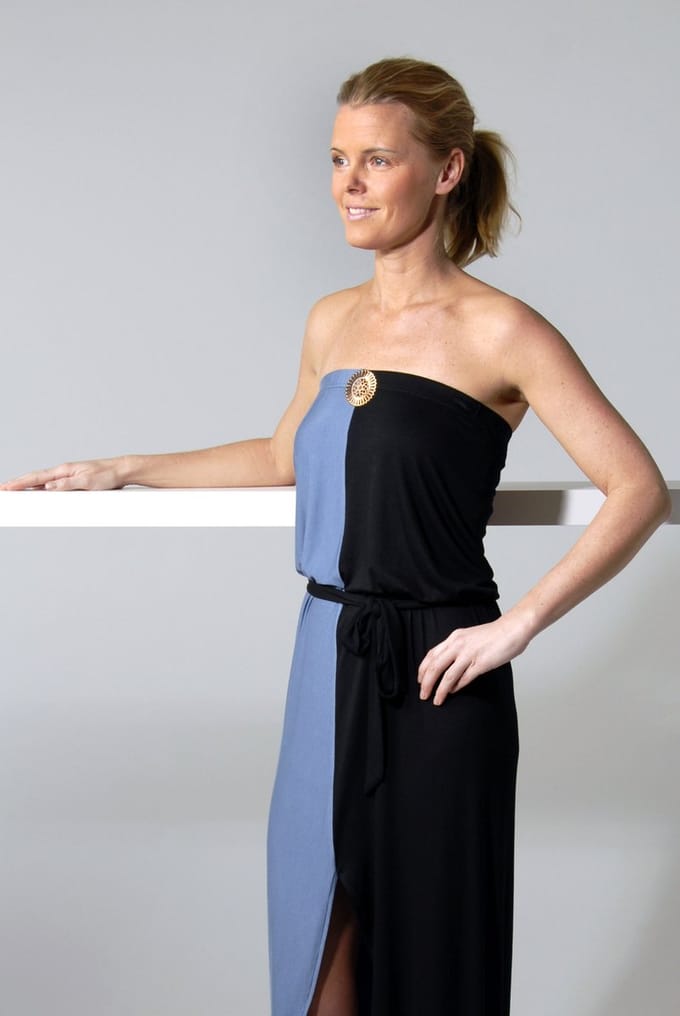 Donne del Sole - Maxidress Romana - Grijsblauw/Zwart - Maat M