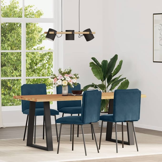 vidaXL - Eetkamerstoelen - 4 - st - fluweel - blauw