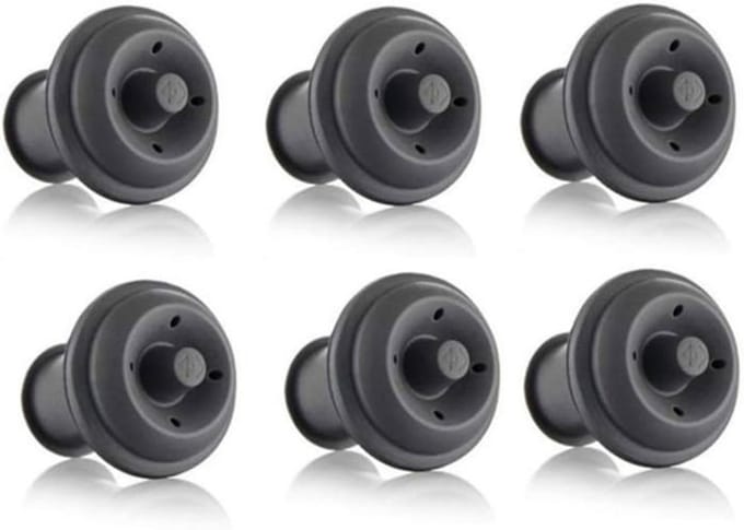 Vacuümstoppers (6 stuks) - Zwart - Wijnconserveringsmiddel - Verlengt de houdbaarheid