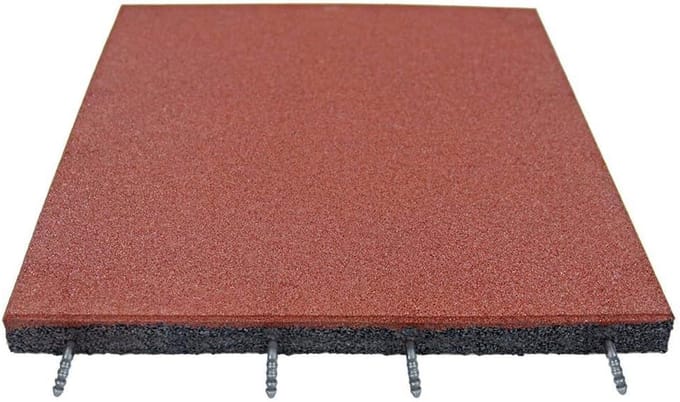 Rubber Buitentegels - Schokabsorberende Vloer - Speeltuin Veiligheid - Ultra Dikke Constructie - 45 mm Dikte - Rood
