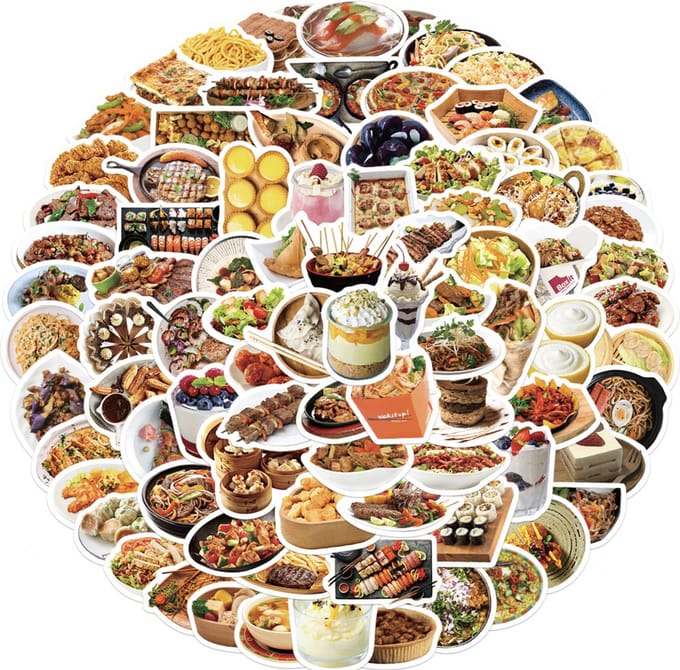 Winkrs | Gerechten Stickers | Eten, voedsel, restaurant | 90 stuks