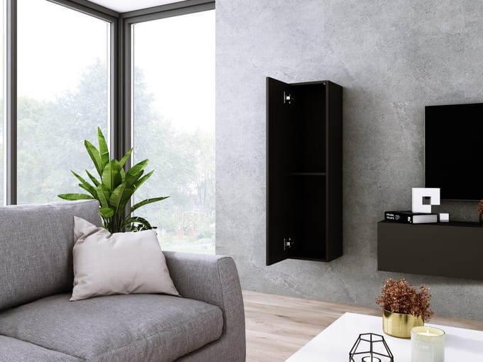 Meubel Square - Kast SILVER - Zwart Mat - 120cm - Vitrinekast dicht