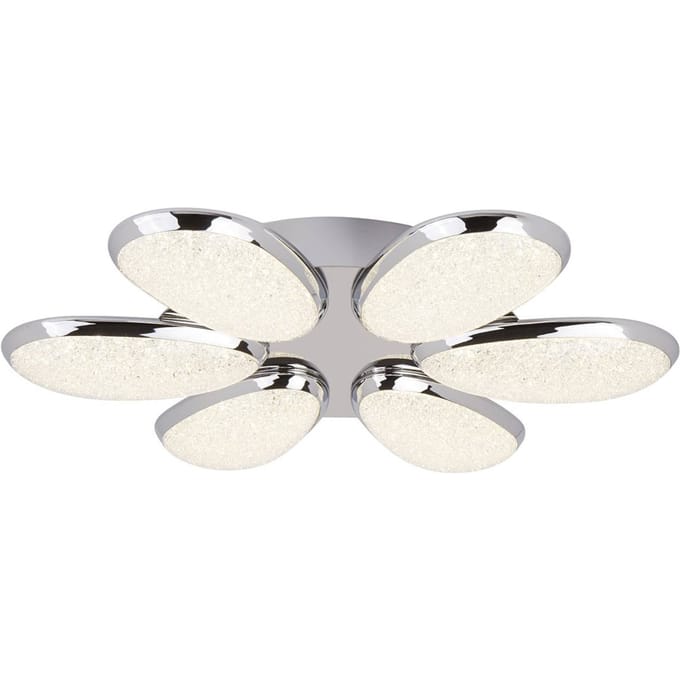 Searchlight Lori plafondlamp 6-lamps, 52 cm, chroom/rozet, glas