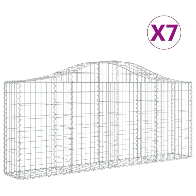 vidaXL - Schanskorven - 7 - st - gewelfd - 200x30x80/100 - cm - gegalvaniseerd - ijzer