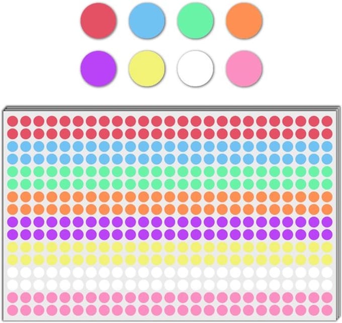 Allecto - 6000 Stuks - Ronde Stickers - Gekleurde Puntstickers - 8 mm