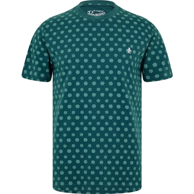 Original Penguin Heren Geometrische Ronde Hals T-Shirt (June Bug)