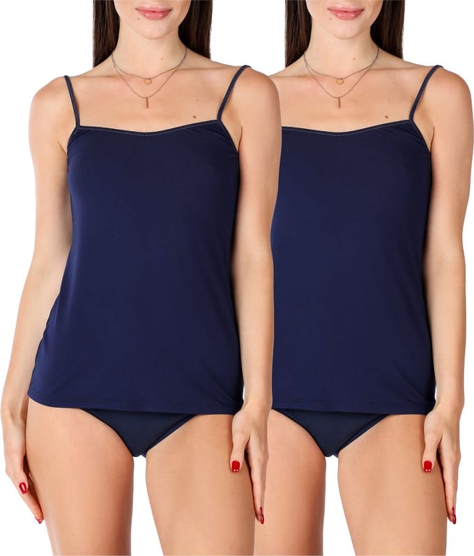 Bellivalini Dames Onderhemd - V-hals - Viscose - BLV-BLV50-218-UW - 2Pack-Donkerblauw - S