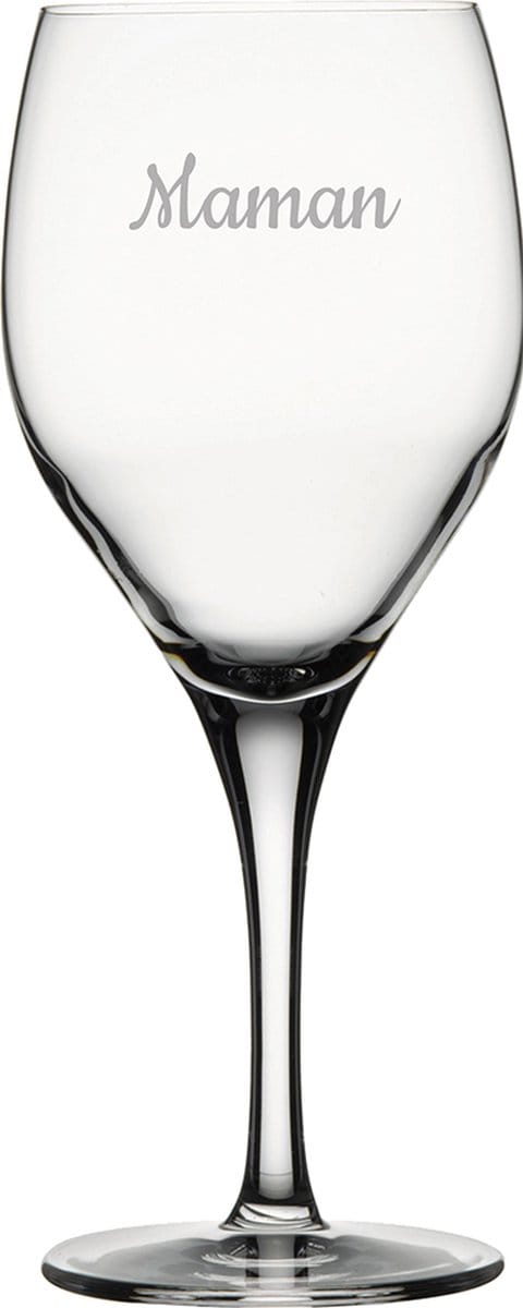 Witte wijnglas gegraveerd - 34cl - Maman
