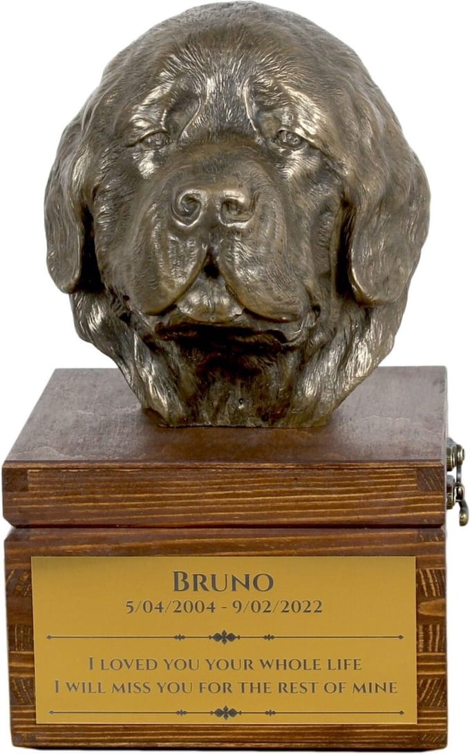 Newfoundland urn hond voor hondenas met beeldje - gepersonaliseerde urn