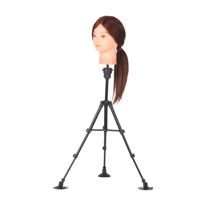 Pruikenstandaard Statief met Zuignappen Mini Verstelbare Mannequin Hoofdstandaard Mannequin Hoofd Statiefstandaard zwart