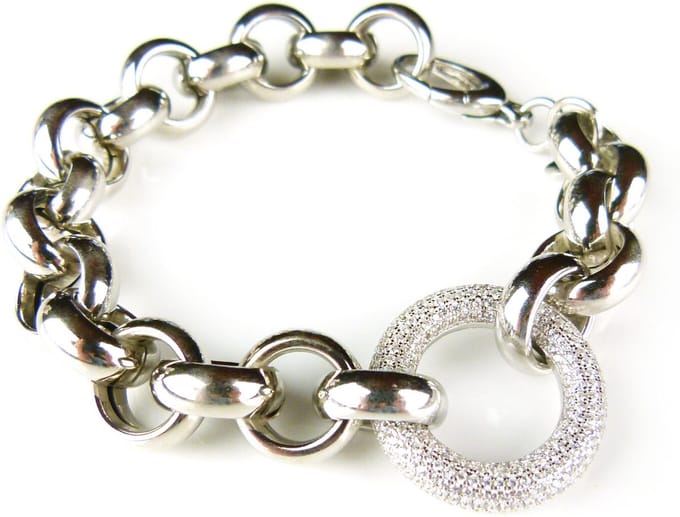 Armband in zilver met schakels en cubic zirconia