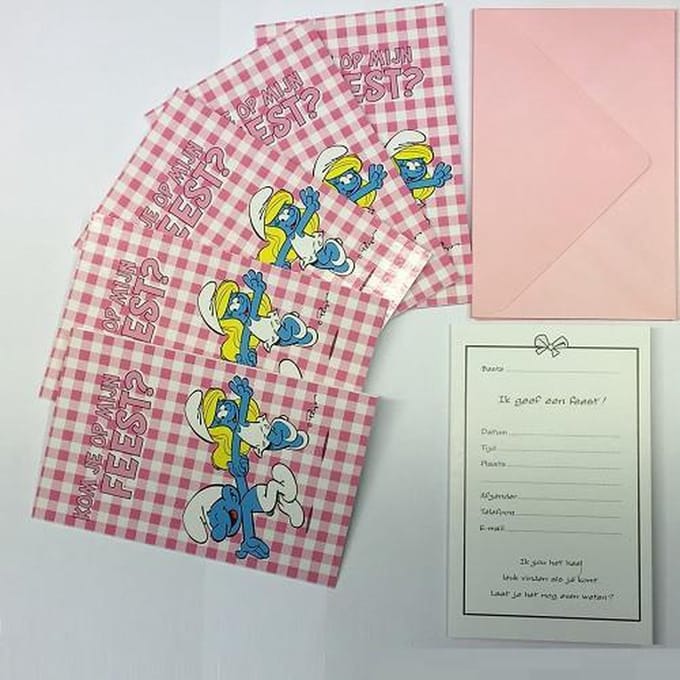 Smurfen Uitnodigingen met envelop 6 stuks