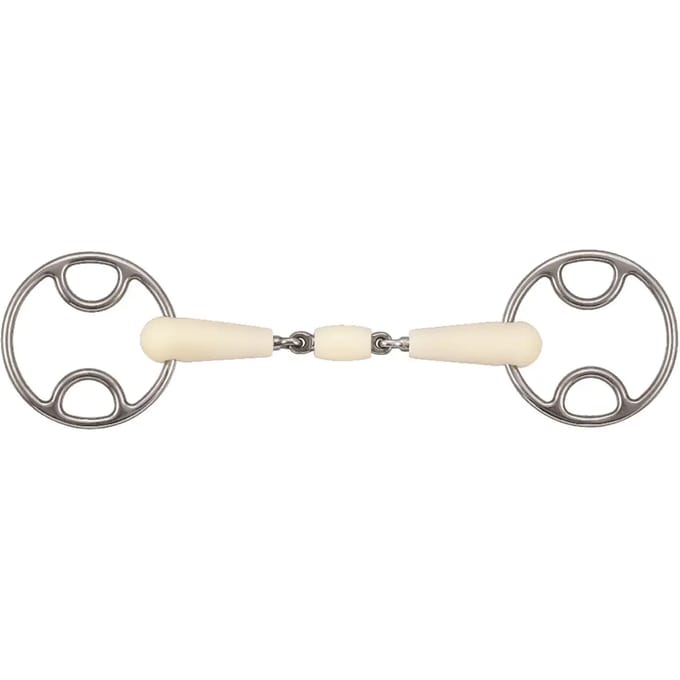 2-rings paardenbit met dubbele gesp + roller Soyo Happy mouth