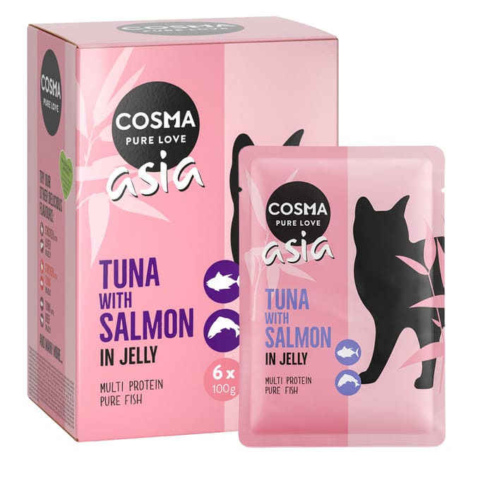 6x100g Tonijn met Zalm Thai/Asia Cosma Kattenvoer