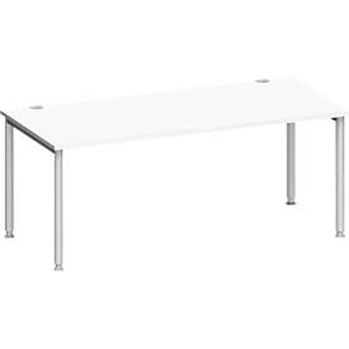 Schäfer Shop Genius bureau MODENA FLEX, 4-poots ronde buis, B 1800 x D 800 mm, wit/blank aluminium